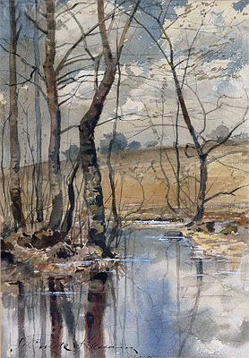 Woodland Pond, 1882 | Hassam | Gemälde Reproduktion