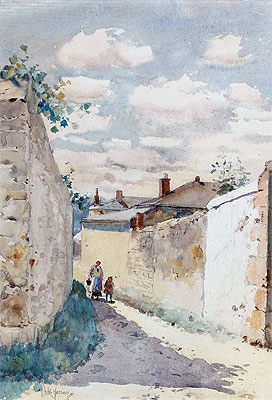 Street - Auvers Sur l'Oise, 1883 | Hassam | Painting Reproduction
