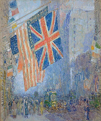 The Union Jack, New York, April Morning, 1918 | Hassam | Painting Reproduction