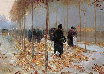 Paris Street Scene, Autumn, 1889 | Hassam