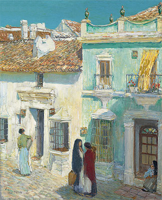 Plaza de la Merced, Ronda, 1910 | Hassam | Gemälde Reproduktion