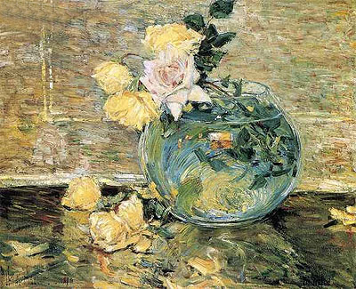 Roses in a Vase, 1890 | Hassam | Painting Reproduction