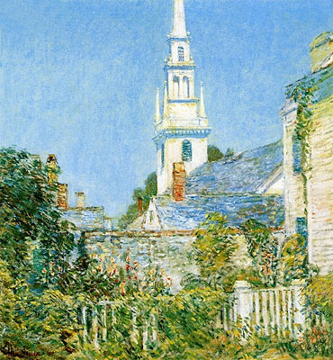 White Church at Newport, 1901 | Hassam | Painting Reproduction