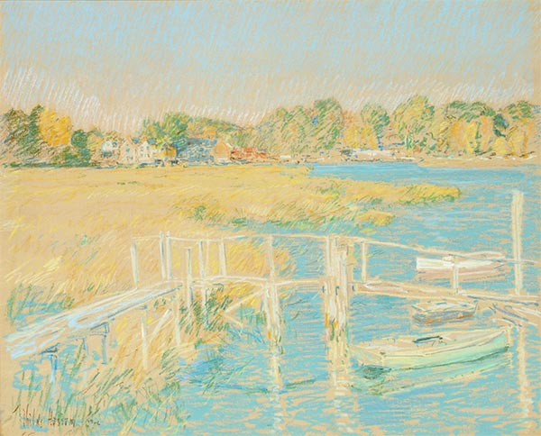 Den Fluss hinauf, später Nachmittag, Oktober | Hassam | Gemälde Reproduktion