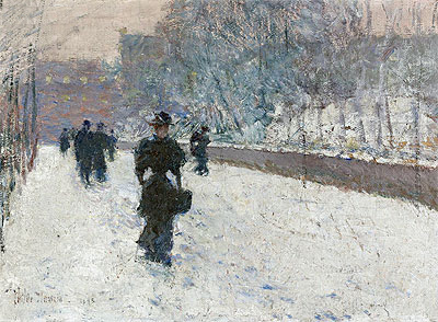 Promenade Winter New York Hassam Gemalde Reproduktion Topofart