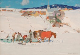 Ice Harvest, Quebec | Clarence Gagnon | Painting Reproduction