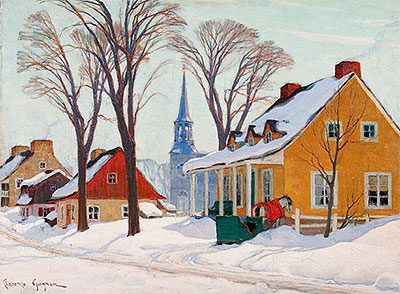 Wintermorgen in Baie-Saint-Paul, c.1926/34 | Clarence Gagnon | Gemälde Reproduktion
