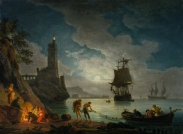 A Harbor in Moonlight | Claude-Joseph Vernet | Painting Reproduction