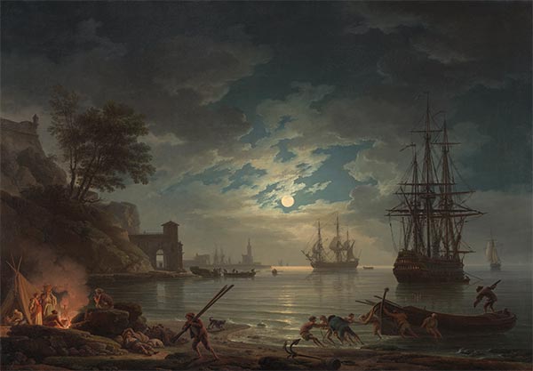 Moonlight, 1772 by Claude-Joseph Vernet | Painting Reproduction