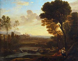 Landscape with Paris and Oenone (The Ford), 1648 by Claude Lorrain | Painting Reproduction