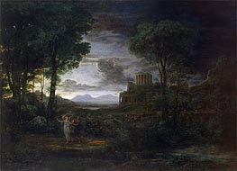 Landscape with Jacob Wrestling with the Angel, 1672 by Claude Lorrain | Painting Reproduction