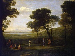 Landscape with Dancing Figures, 1669 von Claude Lorrain | Gemälde-Reproduktion
