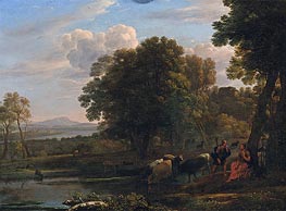 An Evening Landscape with Mercury and Battus, 1654 by Claude Lorrain | Painting Reproduction