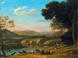River Landscape with Goatherd, 1640 by Claude Lorrain | Painting Reproduction