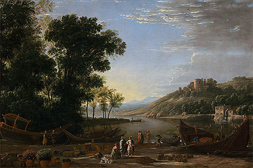 Landscape with Merchants, c.1630 | Claude Lorrain | Gemälde Reproduktion