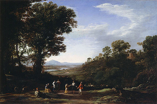 Dorfbewohner tanzen | Claude Lorrain | Gemälde Reproduktion