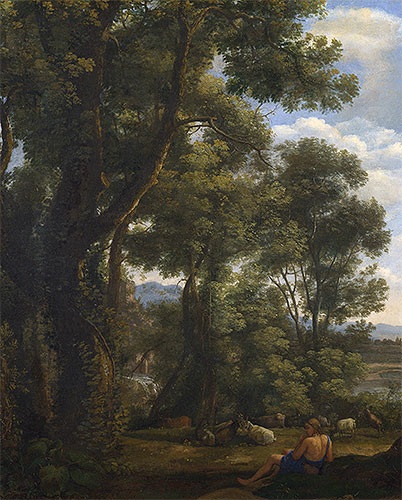 Landschaft mit einem Ziegenhirten und Ziegen | Claude Lorrain | Gemälde Reproduktion