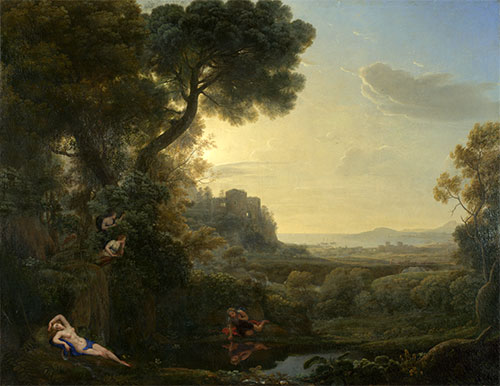 Landschaft mit Narziss und Echo | Claude Lorrain | Gemälde Reproduktion