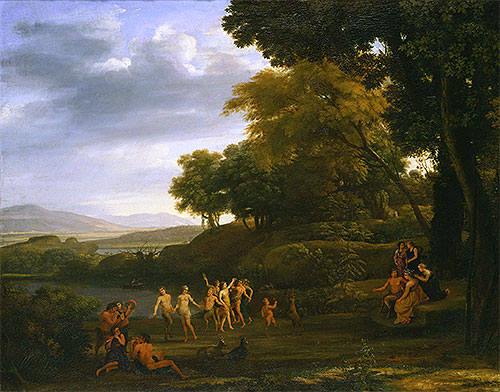 Landschaft mit tanzenden Satyrn und Nymphen | Claude Lorrain | Gemälde Reproduktion