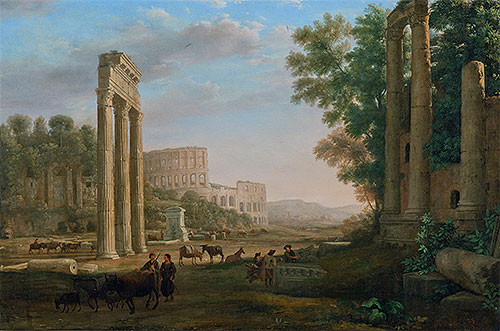 Capriccio mit Ruinen des Forum Romanum, c.1634 | Claude Lorrain | Gemälde Reproduktion