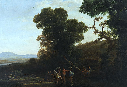 Landschaft mit Figuren, die durch einen Bach waten | Claude Lorrain | Gemälde Reproduktion