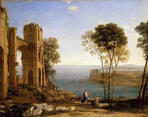 Coast View with Apollo and the Cumaean Sibyl, c.1645/49 | Claude Lorrain | Gemälde Reproduktion