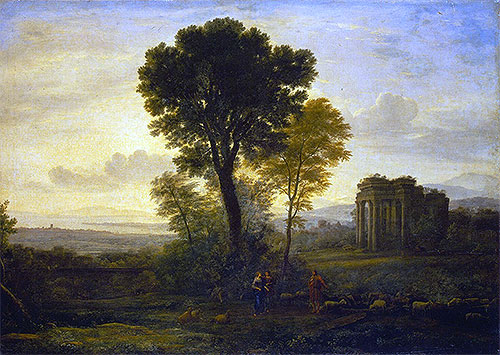 Landscape with Jacob, Rachel and Leah at the Well, 1666 | Claude Lorrain | Gemälde Reproduktion