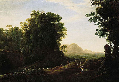 Landscape with a Piping Shepherd, c.1629/32 | Claude Lorrain | Gemälde Reproduktion