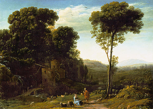 Pastoral Landscape with a Mill, 1634 | Claude Lorrain | Gemälde Reproduktion
