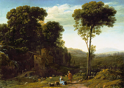 Pastorale Landschaft mit einer Mühle | Claude Lorrain | Gemälde Reproduktion