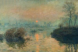 Sun Setting over the Seine at Lavacourt. Winter Effect, 1880 by Monet | Painting Reproduction