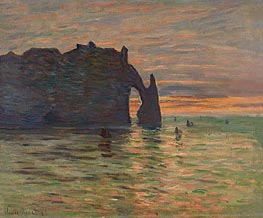 Sunset in Etretat, 1883 by Claude Monet | Painting Reproduction