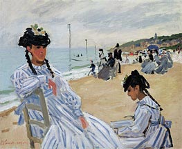 On the Beach at Trouville, 1870 by Claude Monet | Painting Reproduction