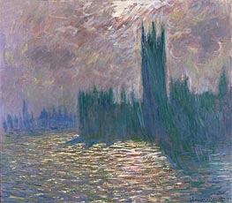 London. Parliament. Reflections on the Thames, 1905 by Claude Monet | Painting Reproduction