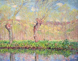 Spring, River Bank at Epte, 1885 von Claude Monet | Gemälde-Reproduktion