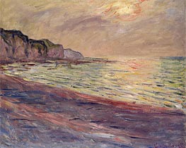 The Beach at Pourville, Setting Sun | Claude Monet | Painting Reproduction
