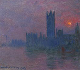 London, Häuser des Parlaments, Sonnenuntergang | Claude Monet | Gemälde Reproduktion