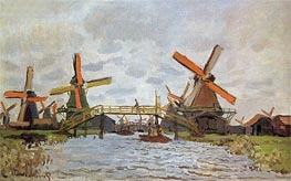 Mills in the Westziderveld near Zaandam | Claude Monet | Painting Reproduction