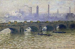 Waterloo Bridge - Overcast Skies | Claude Monet | Painting Reproduction