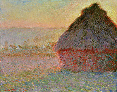 Getreideschober bei Sonnenuntergang | Claude Monet | Gemälde Reproduktion
