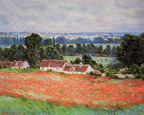 Poppy Field at Giverny, 1885 | Monet | Painting Reproduction