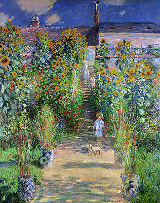 Der Garten des Künstlers in Vetheuil, 1880 von Claude Monet | Gemälde-Reproduktion