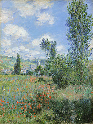 Blick auf Vetheuil, 1880 von Claude Monet | Gemälde-Reproduktion