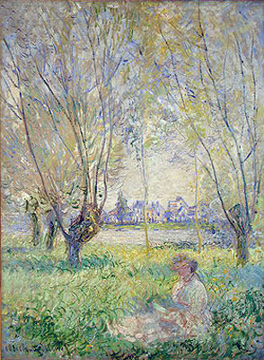 Woman Seated under the Willows, 1880 | Monet | Painting Reproduction