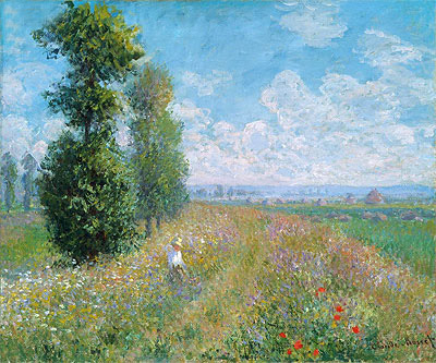 Meadow with Poplars (Poplars near Argenteuil), 1875 | Monet | Painting Reproduction
