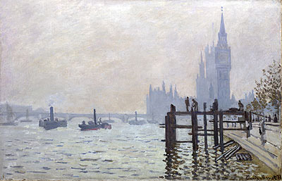 Die Themse unterhalb von Westminster, 1871 von Claude Monet | Gemälde-Reproduktion