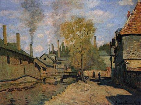 The Robec Stream, Rouen (Factories at Deville), 1872 | Claude Monet | Painting Reproduction