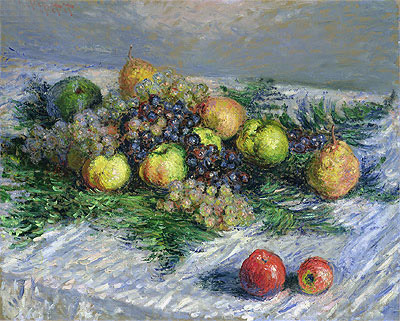 Fruit Still Life, Pears and Grapes, 1880 | Monet | Painting Reproduction
