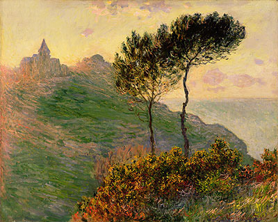 The Church at Varengeville, against the Sunset, 1882 | Claude Monet | Gemälde Reproduktion
