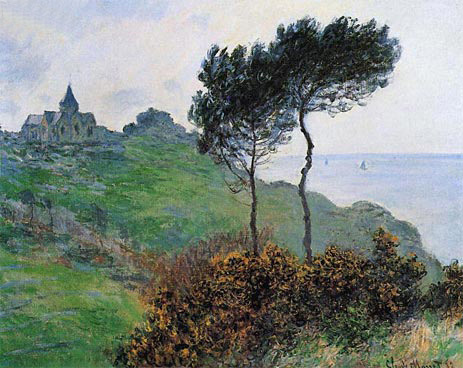 Die Kirche von Varengeville, graues Wetter, 1882 von Claude Monet | Gemälde-Reproduktion